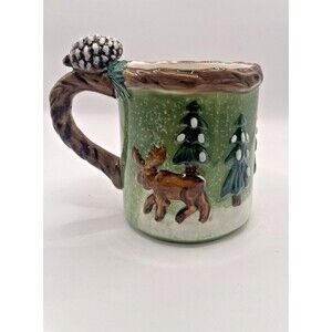 Vintage Bico China‎ Ceramic Deer  Decorative Mug Cup EUC